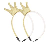 VILLFUL 2 Stück Glitzernde Goldene Kronen Haarreifen für Mädchen Leichtes und Langlebiges Stirnband Festlicher Haarschmuck für Kindergeburtstag Party und Hochzeit als Geschenk und