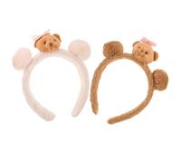 VILLFUL 2 Stück-pack Plüsch Bärenohren Stirnband Elastisches Make Up Haarband mit Rutschfestem Fleece Weiches Kawaii Gesichtswäsche Haarband für Damen und Mädchen Spa Hautpflege