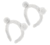 VILLFUL 2 Stück Plüsch Bärenohren Haarreif Weiß mit Komfortablem Sitz und Flauschigem Material für Make Up und Hautpflege bei Speziellen Anlässen
