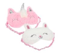 VILLFUL 2 Stück Plüsch Schlafmaske Damen Cartoon Schlafbrille Verstellbar Sanftes Material Lichtblockierend für Reisen Mittagsschlaf und Zuhause Beruhigende Augenbinde mit Süßem Design