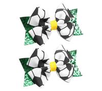 VILLFUL 2 Stück Teiliges Fußballmuster Glitzer Schleifen Haarklammern für Mädchen Party Sportfest Festliche Haarschmuck Zubehör