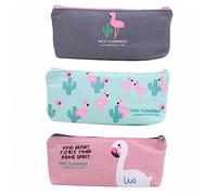 VILLFUL 3stücke Flamingo Federmäppchen Einfaches Canvas Stiftetui Große Kapazität Praktisches Stifte Aufbewahrungsbeutel Für Schüler Für Mädchen Und Jungen