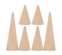 VILLFUL 6 Stück Kegelrunde Holzringhalter Schmuckständer Nachhaltig Vielseitig für Ringe und Schmuck zur Eleganten Präsentation im Ausstellungsbereich