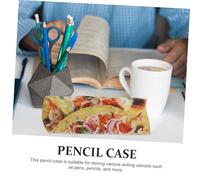 VILLFUL Faltbares Federmäppchen Pizza Design aus Canvas Realistische Ham Pizza Optik mit Fächern für Stifte Pinsel und Bleistifte Leichtes Strapazierfähiges Material für Schule und Büro