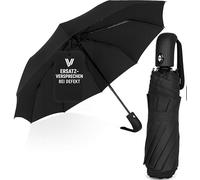 Villkin Regenschirm sturmfest mit Auf-Zu-Automatik - robuster und hochwertiger Regenschirm in schwarz für Damen und Herren - 107cm breiter Taschenregenschirm