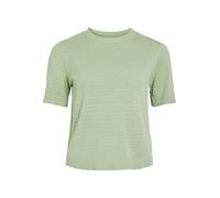 Kurzarmpullover VILA "VILOLLO O-NECK S/S DETAIL KNIT TOP- NOOS", Damen, Gr. XXL, smoke grün, Strick, Obermaterial: 100% Baumwolle, unifarben, regular fit normal, Rundhals, Rippstrickbündchen, Pullover