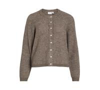 Strickjacke VILA "VILORY O-NECK L/S KNIT CARDIGAN-NOOS", Damen, Gr. L, falcon detail:melange, Rippstrick, Obermaterial: 45% Polyamid, 20% Wolle, 19% Polyacryl, 10% Alpaka, 6% Elasthan, meliert, regula