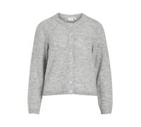 Strickjacke VILA "VILORY O-NECK L/S KNIT CARDIGAN-NOOS", Damen, Gr. L, light grau melange, Rippstrick, Obermaterial: 45% Polyamid, 20% Wolle, 19% Polyacryl, 10% Alpaka, 6% Elasthan, unifarben, regular