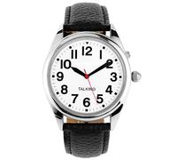 ViLoSa Deutsch Sprechende Armbanduhr Uhr, Herren Sprechuhr mit Lederarmband für Jalousien und ältere German Talking Watch for Blind Announcement of Time, Date and Day of The W or Seniors