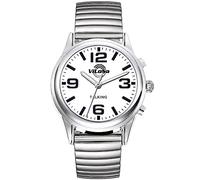 ViLoSa Deutsch Sprechende Armbanduhr Uhr, Sprechuhr mit Edelstahlband für Jalousien und ältere German Talking Watch for Blind Announcement of Time, Date and Day of The W or Seniors