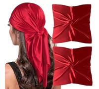 vimate Roter Seidenschal-35 Zoll Bandana Kopftuch für Damen Haar Wrap Satin Halstuch Schal Weihnachten Seinschal (2 Pack-Rot)
