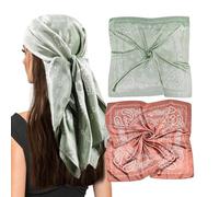 vimate Satin Stirnband Schal - Damen 35'' Quadrat grün braun Paisleysatin Hals Schals Sei Kopftuch für Haar Wrap Schlafen (2 Pack-Y)