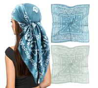 vimate Sei Kopftuch für Damen Haar- Sommer 35 X 35 Zoll grün blau Paisley Satin Hals Bandana Schals zum Schlafen (2 Pack-W)
