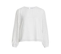 Blusenshirt VILA "VIMIKA O-NECK L/S TOP - NOOS", Damen, Gr. 42, weiß (cloud dancer), Jersey, Obermaterial: 100% Polyester, unifarben, modisch, regular fit normal, Rundhals, Langarm, Shirts (56599704-4
