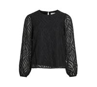 Blusenshirt VILA "VIMIKA O-NECK L/S TOP - NOOS", Damen, Gr. 38, schwarz (schwarz beauty), Jersey, Obermaterial: 100% Polyester, unifarben, modisch, regular fit normal, Rundhals, Langarm, Shirts (89968