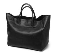 Vimlo Übergroße Tragetaschen for Damen, Handtaschen und Geldbörsen aus echtem Leder, extra großes Fassungsvermögen, Shopper-Tasche aus Rindsleder, Eimer-Geldbörse for Geschäftsreisen (Color : Black)