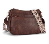 VIMUTI Handtasche Damen mit Vielen Fächern Tasche Damenhandtasche Umhängetasche aus veganem Leder Tasche Crossbody Bag mit Breitem Gurt Schultertasche (04-Kaffee)