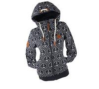 VIN TE Damen Sweat Jacke Kapuze Hoodie Fleece gefüttert Übergangsjacke Verschiedene Modelle Anker Sterne Herz (Blau-2071, XL)