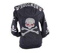 VIN TE Damen Sweat Jacke Kapuze Hoodie Fleece gefüttert Übergangsjacke Verschiedene Modelle Anker Sterne Herz (Blau-2117, XL)