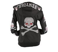 VIN TE Damen Sweat Jacke Kapuze Hoodie Fleece gefüttert Übergangsjacke Verschiedene Modelle Anker Sterne Herz (Schwarz-2117, M)