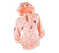 VIN TE Damen Sweat Jacke Kapuze Hoodie Fleece Übergangsjacke Anker Sterne Steuerrad S M L XL 2XL 3XL (XL, Rosa-Anker-1853)