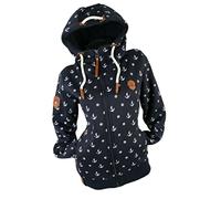 VIN TE Damen Sweat Jacke Kapuze Hoodie Fleece Übergangsjacke Anker Sterne Steuerrad S M L XL 2XL 3XL (XL, Blau-Steuerrad-2013)
