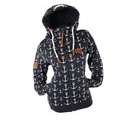 VIN TE Damen Sweat Jacke Kapuze Hoodie Fleece Übergangsjacke Anker Sterne Steuerrad S M L XL 2XL 3XL (3XL, Blau-2069)