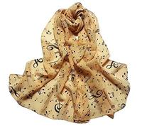 VinAge Damen Musiknote, weich, lang, Hals, aus Chiffon, großer Schal, Schal, Pashmina, Schal, Beige, Neuveröffentlicht