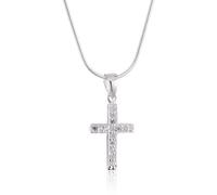 Vinani Anhänger Kreuz schmal Zirkonia weiß mit Schlangenkette 42 cm Sterling Silber 925 Kette Italien AKS-S42