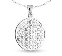 Vinani Anhänger Lebensblume Blume des Lebens Mandala klein mit Erbskette 42 cm Sterling Silber 925 Kette Italien ALB-T42