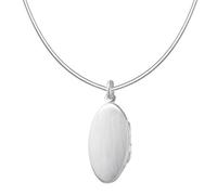 Vinani Anhänger Medaillon oval schlicht mattiert glänzend zum Öffnen mit Schlangenkette 50 cm Sterling Silber 925 Kette Italien AMOV-S50