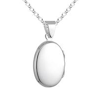 Vinani Damen Anhänger & Kette 925 Silber - Medaillon oval glänzend zum Öffnen mit Erbskette aus 925 Sterling Silber für Frauen Italien Charms AMO-T50