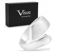 Vinani Damen Design Ring 925 Sterling Silber - Verstellbarer offener Wickelring mit gedrehtem Band, gebürsteter und glänzender Oberfläche, modernes elegantes Schmuckstück für Frauen, Größe 56 2RSA-56