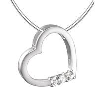 Vinani Damen Kette mit Anhänger - Diamond Heart Herz mit Zirkonia weiß mattiert - 50cm Schlangenkette aus Italien - 925 Sterling Silber - ADH50