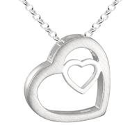 Vinani Damen Kette mit Anhänger - Herz in Herz - 45 cm Erbskette aus Italien - 925 Sterling Silber für Frauen - AHR-T45