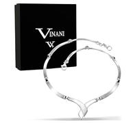 Vinani Damen Kollier 925 Sterling Silver - Gekreuztes geschwungenes Collier mit beweglichem Anhänger, mattiert und glänzend, elegantes zeitloses Schmuckstück, Damenschmuck, Halskette KCF