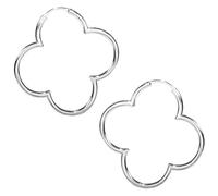 Vinani Damen Ohrringe 925 Silber - Creolen Ohrring Set für Frauen aus 925 Sterling Silber glänzende Blume mittel Hoop Flower Kreolen 2CBS