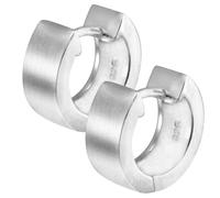 Vinani Damen Ohrringe 925 Silber - Klapp Creolen Ohrring Set für Frauen aus 925 Sterling Silber breit rund mattiert CRR