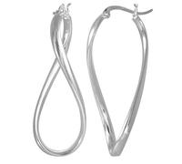 Vinani Damen Ohrringe 925 Silber - Klapp-Creolen Ohrring Set für Frauen oval gedeht glänzend aus 925 Sterling Silber Bügel Schranken Verschluss 2CGO