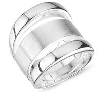 Vinani Damenring 925 Sterling Silber - 3-fach Ringdesign, Flach und Abgerundet mit Glänzend-Mattem Finish, Zeitloser Schmuck für Frauen, Handgefertigter Ring, Erhältlich in Größe 58, 2RBF58