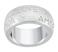 Vinani Damenring 925 Sterling Silber - Gebürstetes Amor Love Design, Zeitloser Schmuck für Frauen, Handgefertigter Ring, Erhältlich in Größe 56, 2RAM56
