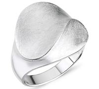 Vinani Damenring aus 925 Sterling Silber - Eleganter handgefertigter Silberring mit breiter, gebürsteter Oberfläche und verspielt verschlungenem Design, nickelfrei & antiallergisch, 2ROA54