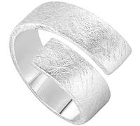 Vinani Damenring aus 925 Sterling Silber - Massiver, gebürsteter verstellbarer Bandring, nickelfrei & antiallergisch, handgefertigter eleganter Silberring im modernen, zeitlosen Design, 2RSS-60