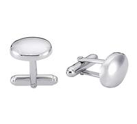 Vinani Design Manschettenknöpfe oval schlicht glänzend 925 Sterling Silber Herren Anzug Hemd 2MAT