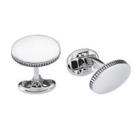 Vinani Design Manschettenknöpfe oval Verzierung glänzend 925 Sterling Silber Herren Anzug Hemd 2MAF