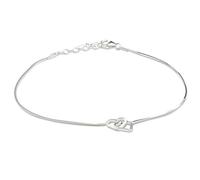 Vinani Fußkettchen Doppel Herz 23 cm auf 27 cm verlängerbar Italien hochwertig Sterling Silber 925 Fußkette FDH
