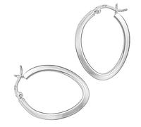 Vinani Klapp-Creolen klein oval kantig glänzend Sterling Silber 925 Ohrringe mit Bügel Schranken Verschluss 2COG