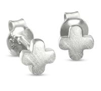 Vinani Ohrstecker Damen 925 Sterling Silber Kreuz abgerundet mattiert - elegante Silber Ohrringe nickelfrei & antiallergisch - zeitloser Damenschmuck - Designed in Deutschland, ORK