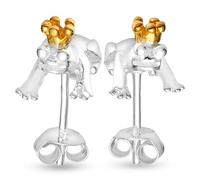 Vinani Ohrstecker Frosch mit Krone vergoldet aus 925 Sterling Silber - Damen Ohrringe mit champagnerfarbenen Zirkonia, verspielte Silber Ohrstecker, nickelfrei, 2OFG