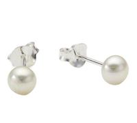 Vinani Ohrstecker kleine weiße Perle aus 925 Sterling Silber - Damen Ohrringe klassisch elegant, zeitloser Silber Perlenschmuck für Alltag, Business & Hochzeit, Designed in Deutschland, OPX